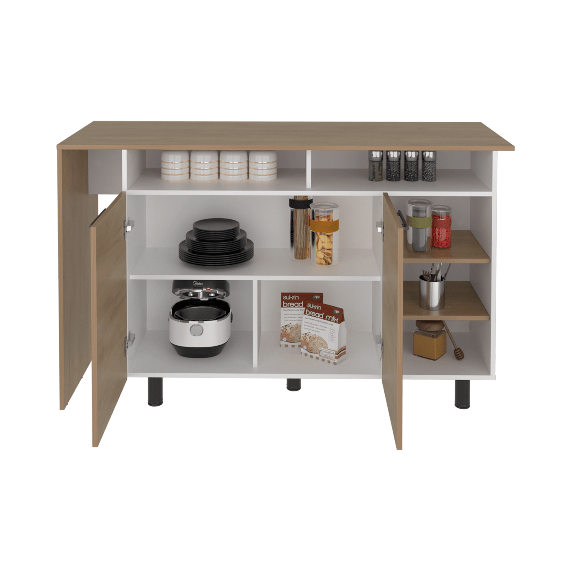 Isla De Cocina Corcega 89X150X52 Rta Fresno Blanco Zf