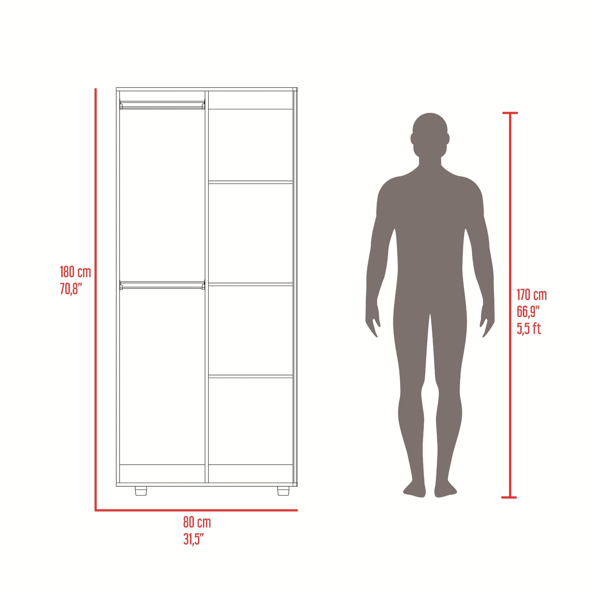 Closet Tera 2.0 180 X 80 X 48 Rta Fresno Blanco