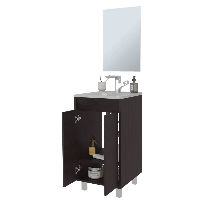 Set Mueble De Baño Brandy + Espejo Bolonia 84X45X45 Rta Wengue Zf