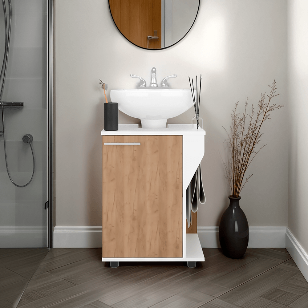 Mueble Lavamanos De Pedestal Phillips 62X56X41 Rta Blanco Fresno Zf
