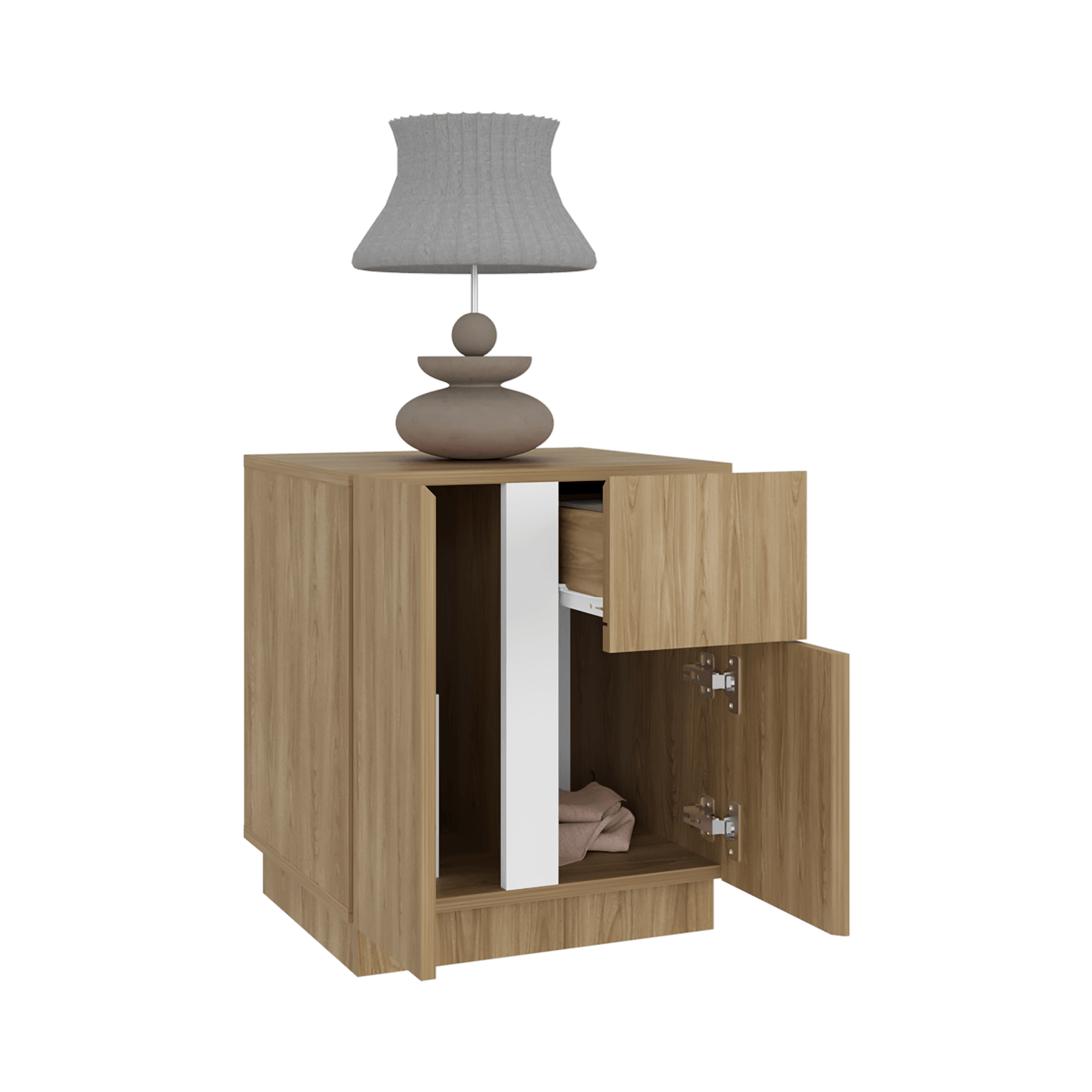 Mesa De Noche Carmi 52X45X40 Rta Fresno Blanco