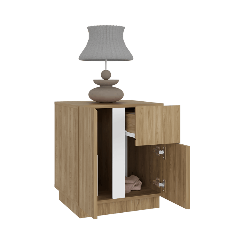 Mesa De Noche Carmi 52X45X40 Rta Fresno Blanco