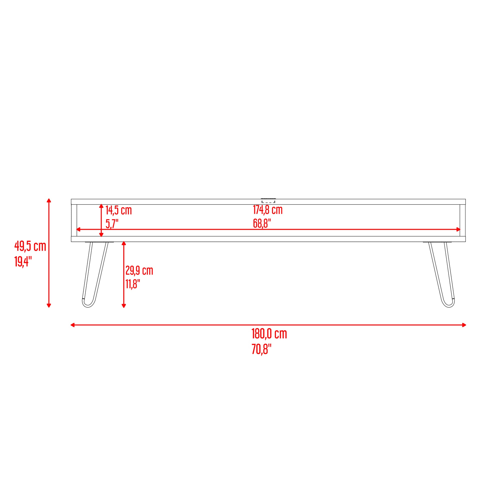 Rack  De Tv Luft 75" 49X180X35 Rta Ceniza