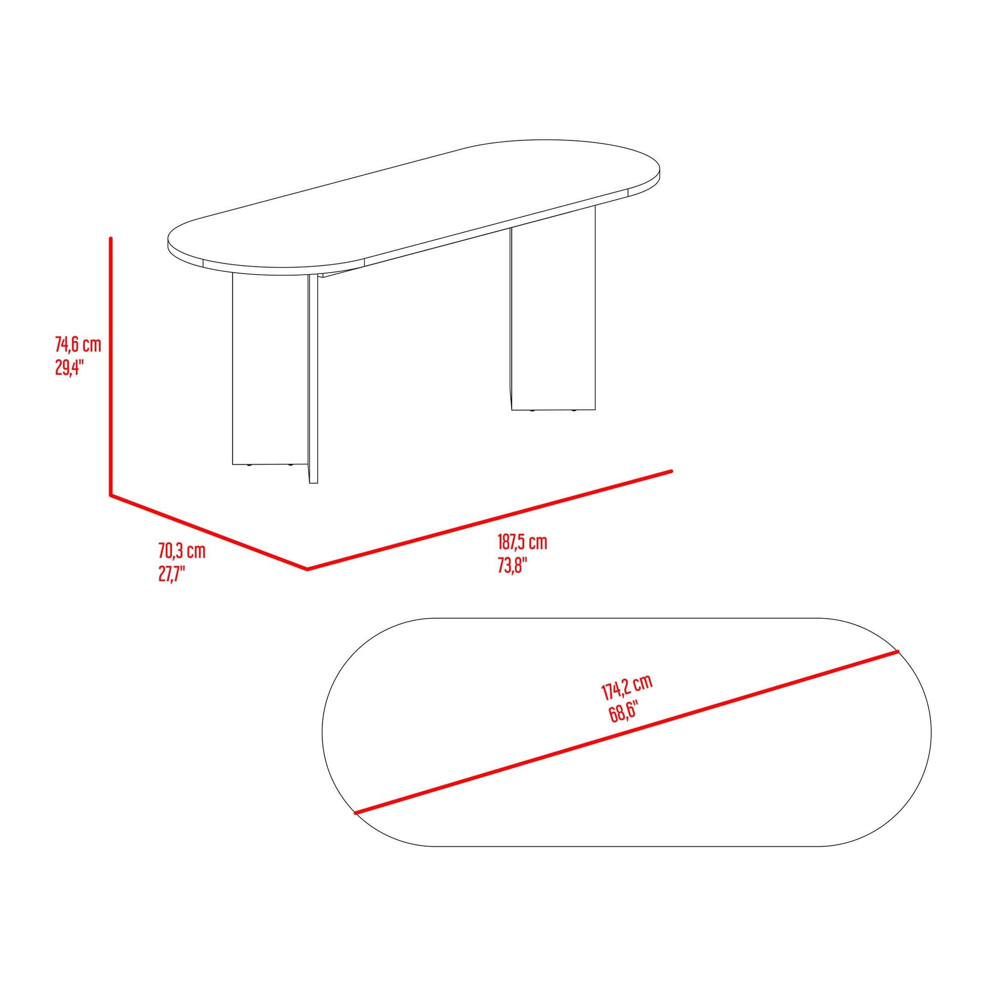 Comedor Ted 74X187X70 Rta Fresno Eu