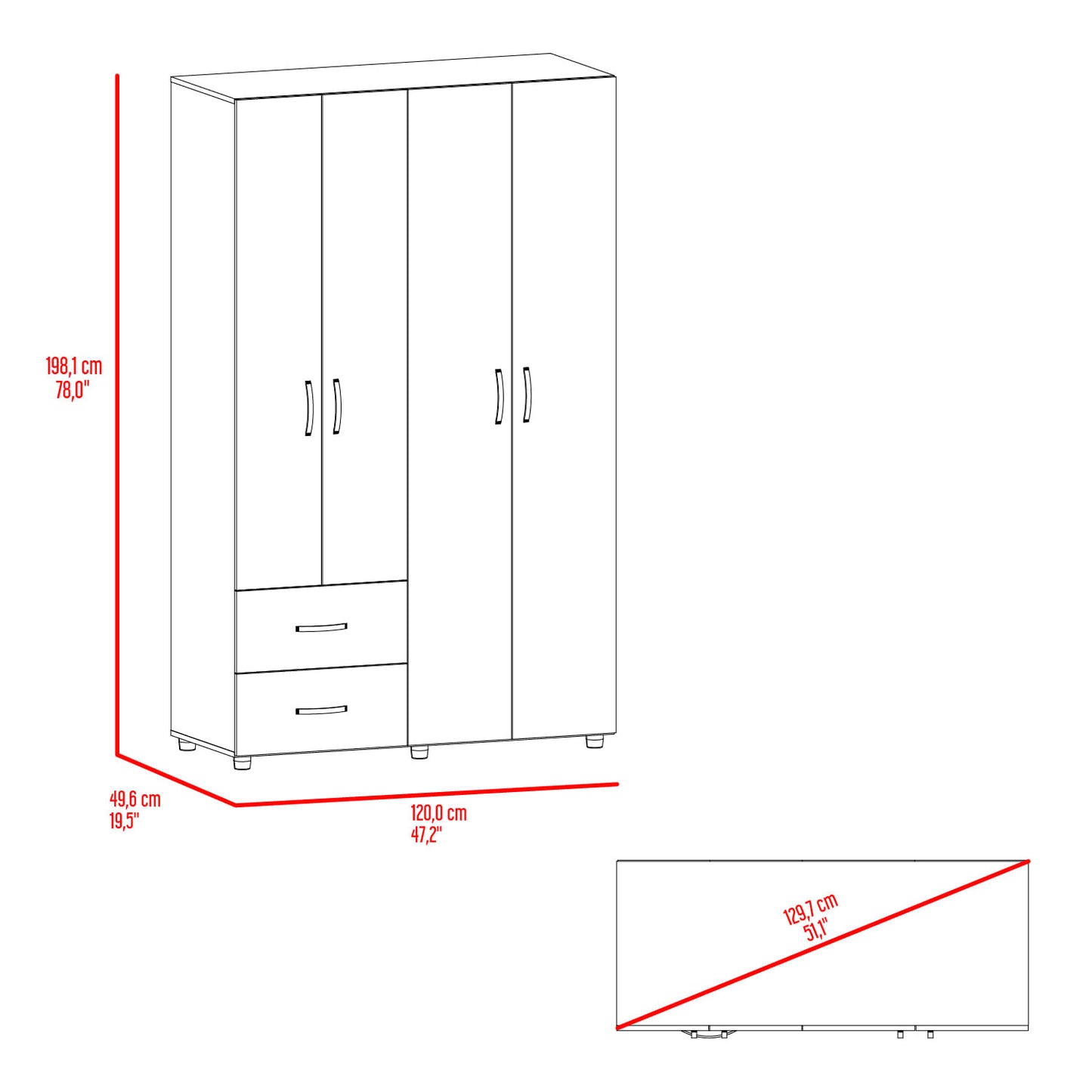 Closet Barilo 2 Cajones 200X120X45 Rta Fresno Eu Wengue