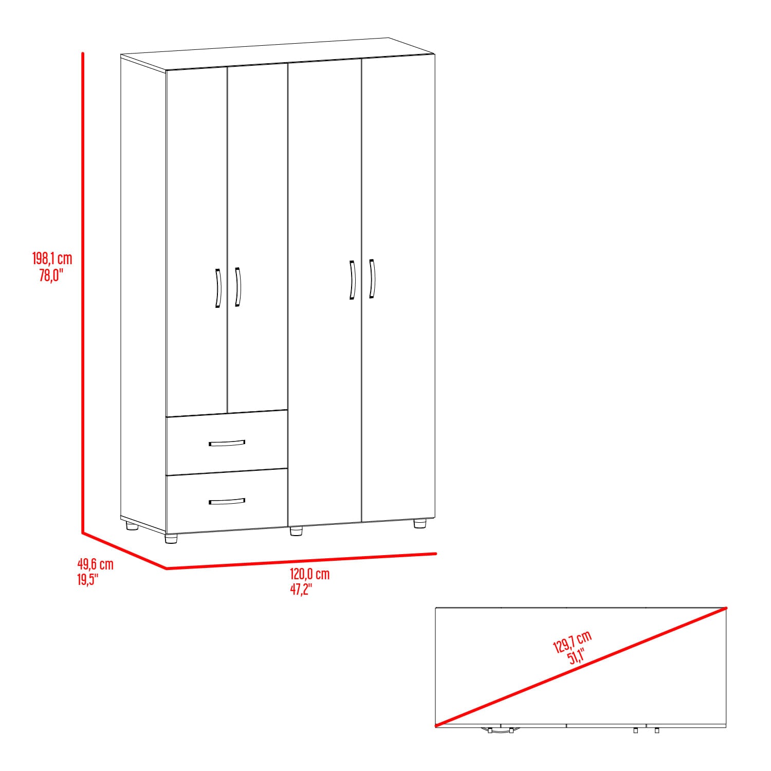 Closet Barilo 2 Cajones 200X120X45 Rta Fresno Eu Wengue