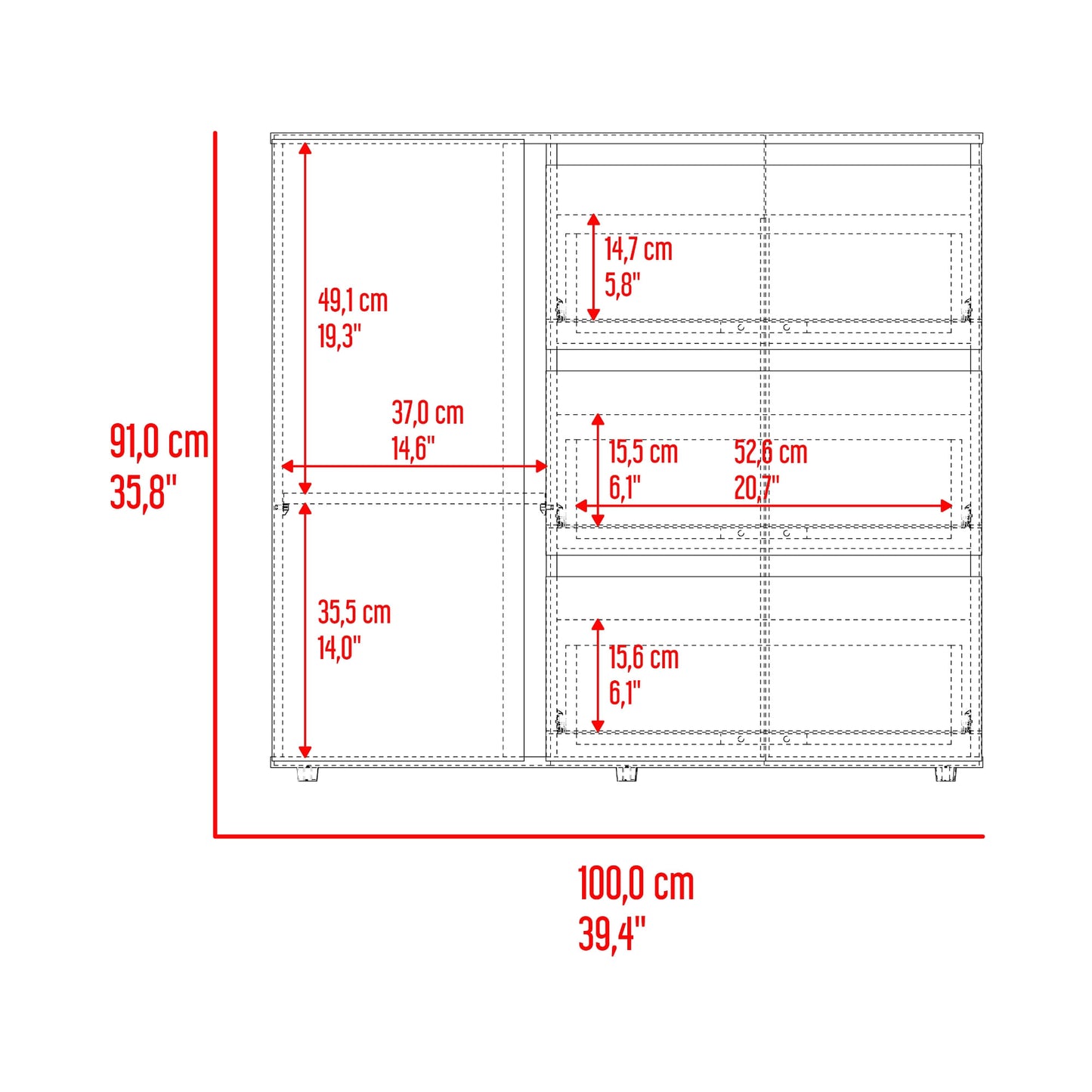 Comoda Niza 91X100X41 Rta Positano Blanco