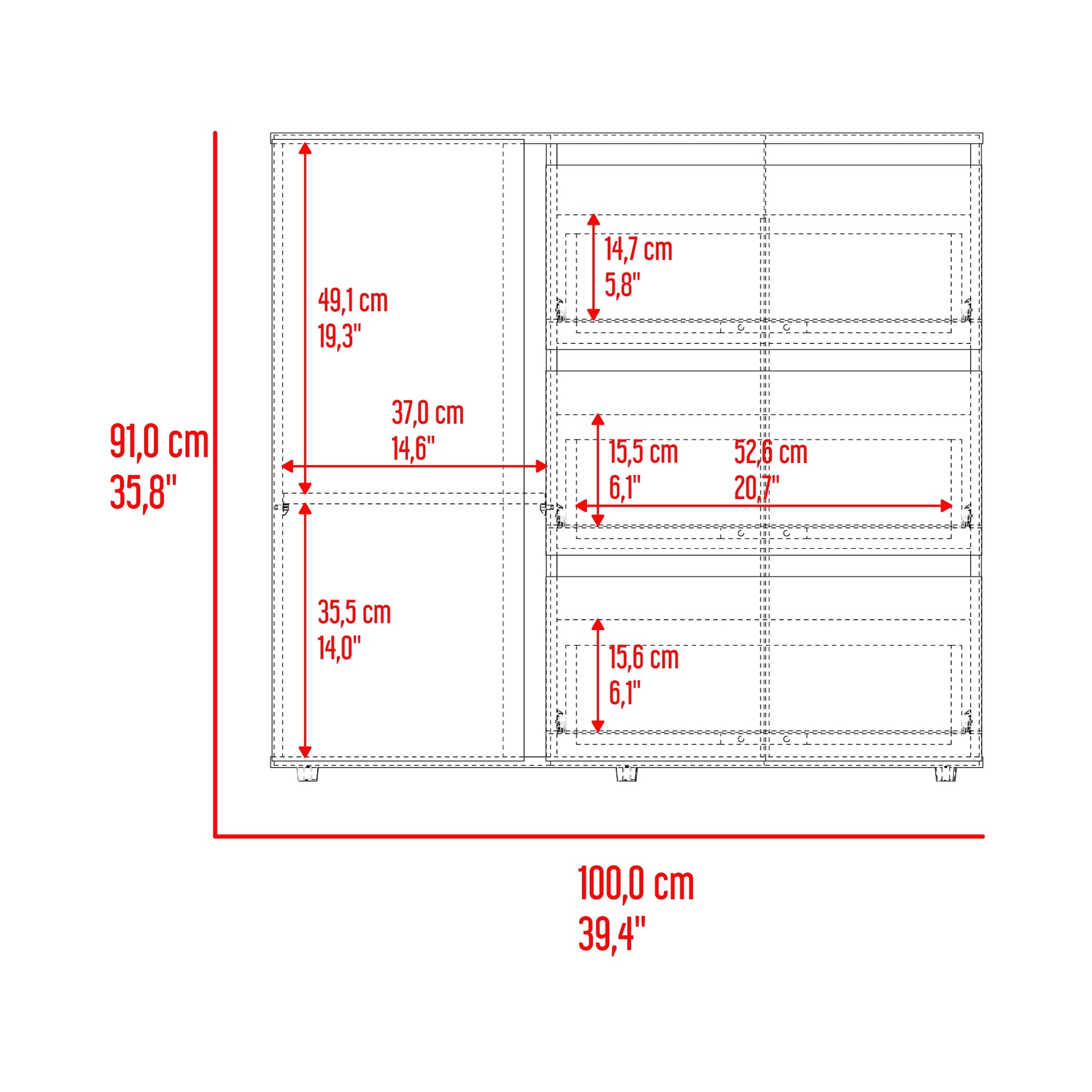 Comoda Niza 91X100X41 Rta Positano Blanco