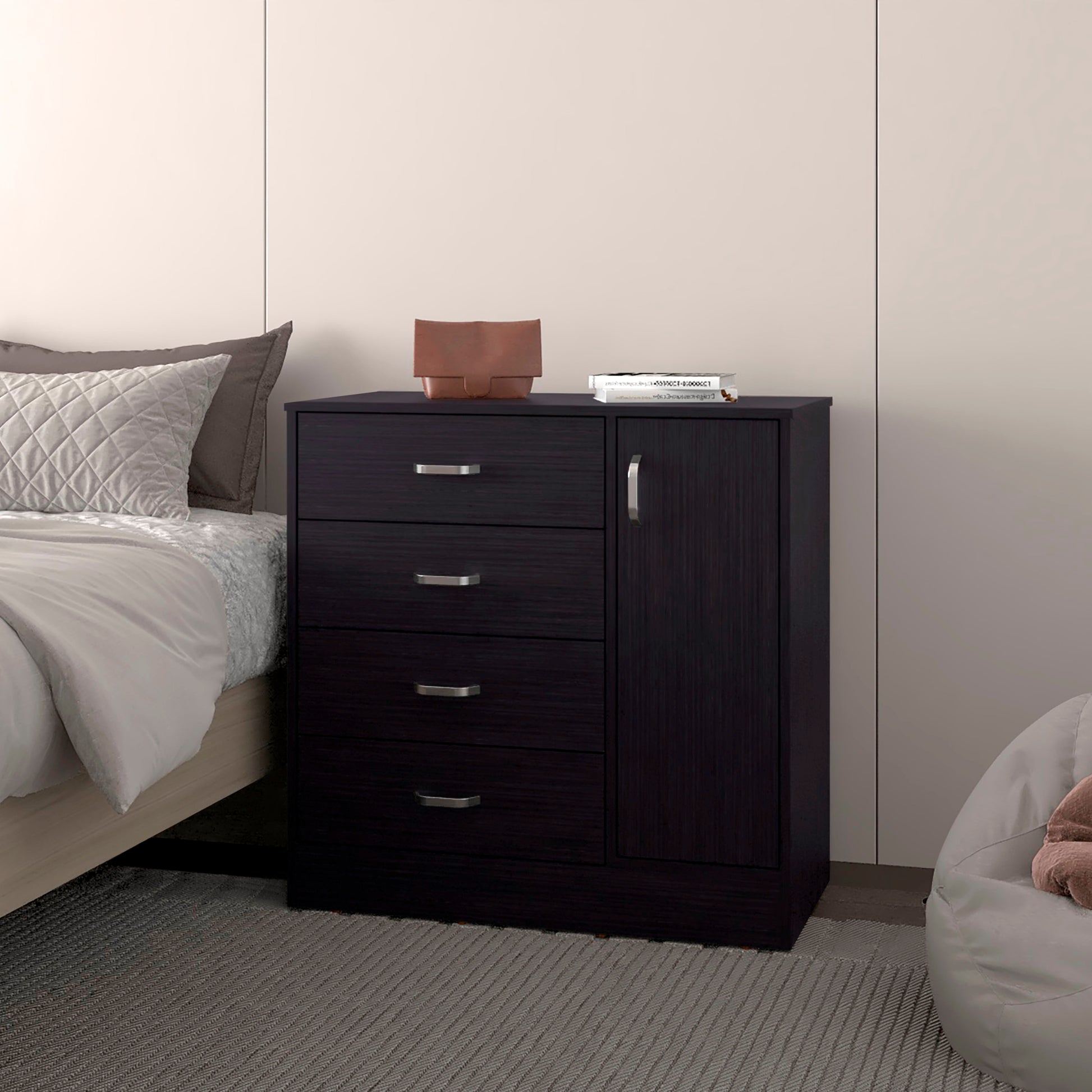 Comoda Katie 4 Cajones 1 Puerta 79X80X39 Rta Wengue Zf