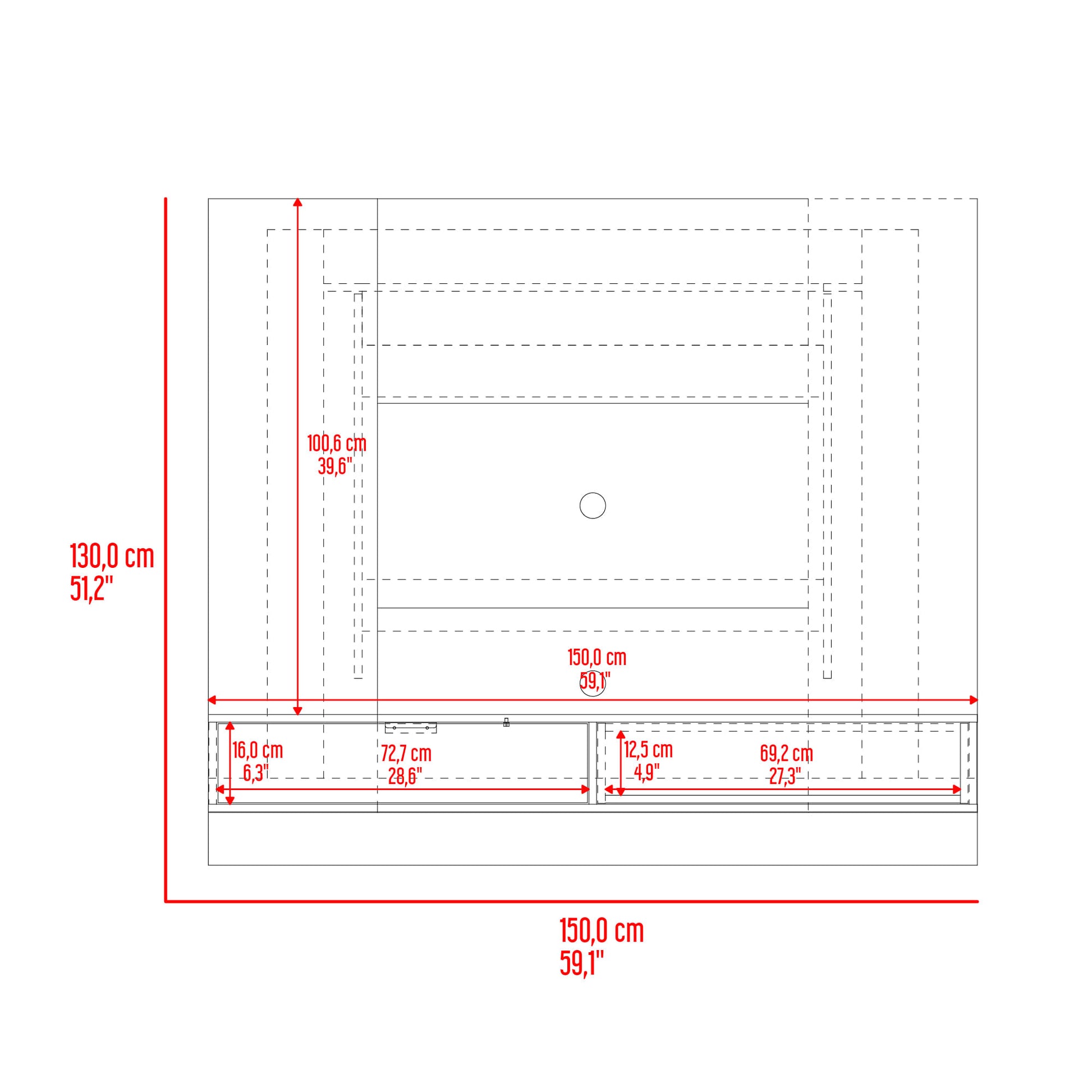 Panel De Tv Funes 130X150X33 Rta Mamba Wengue