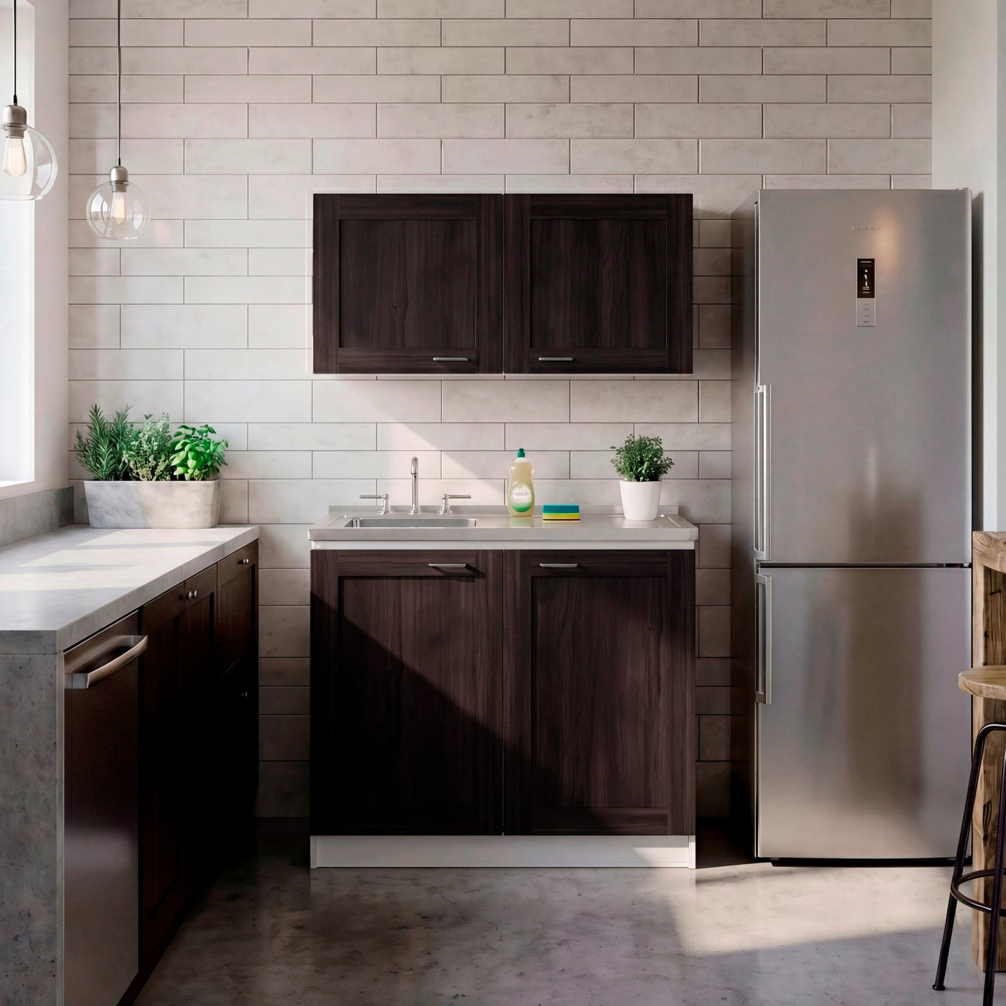 Cocina Zurich 49X100X32 Rta Blanco Nogal Zf