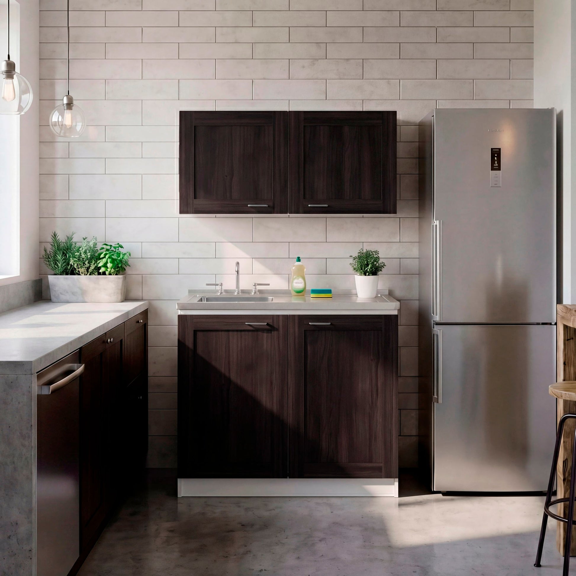 Cocina Zurich 49X100X32 Rta Blanco Nogal Zf