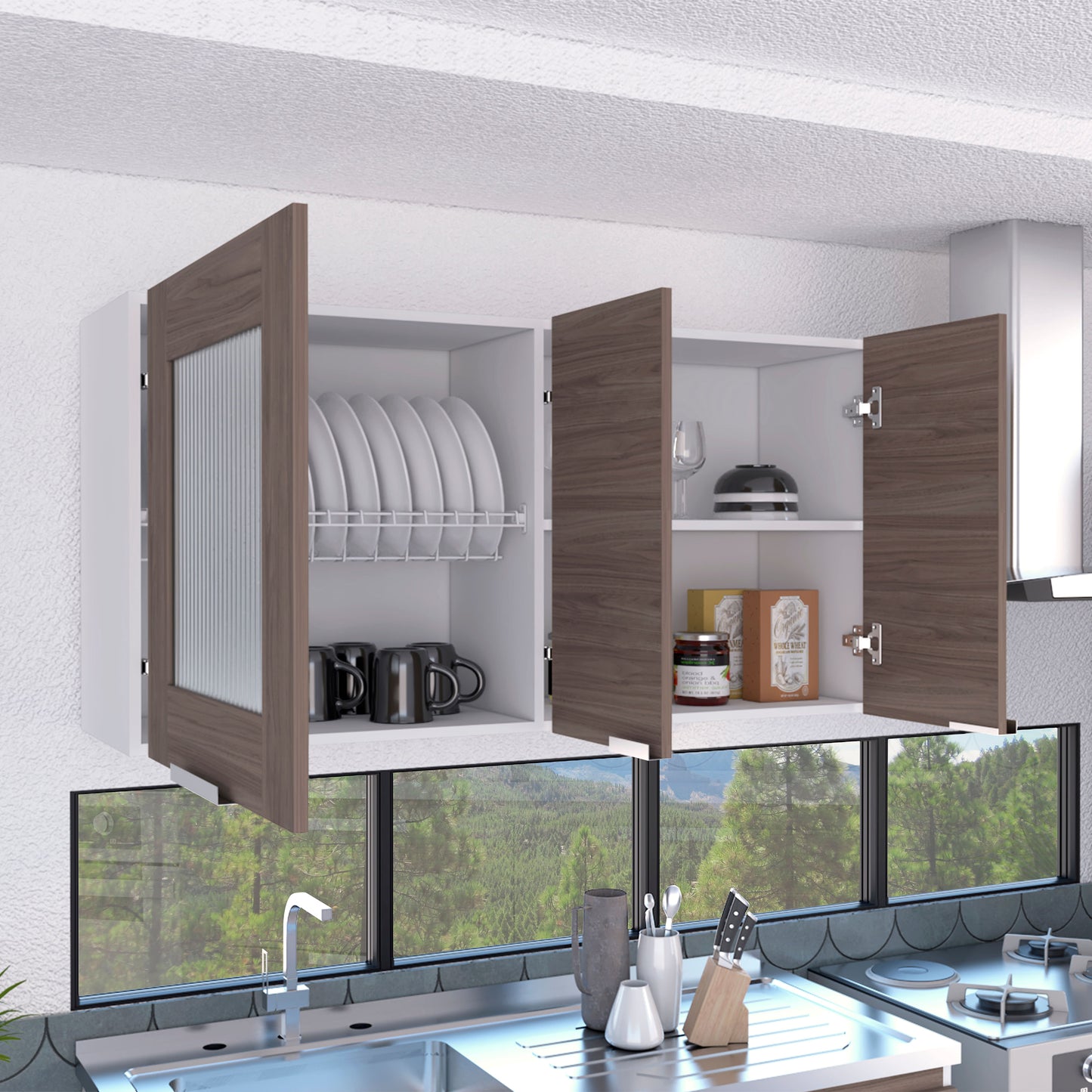 Mueble Superior Fendi Rta Blanco + Castaño