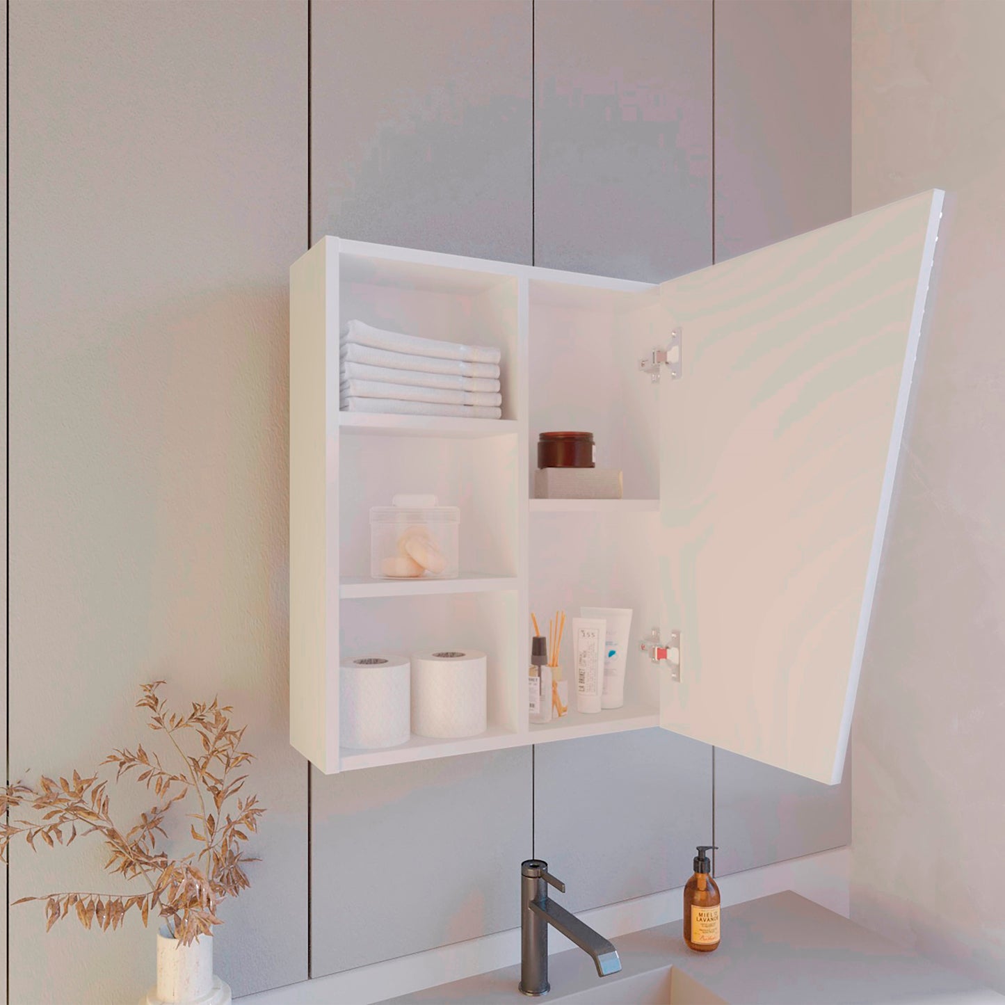 Gabinete De Baño Con Espejo Quintana 59X50X16 Rta Blanco Zf