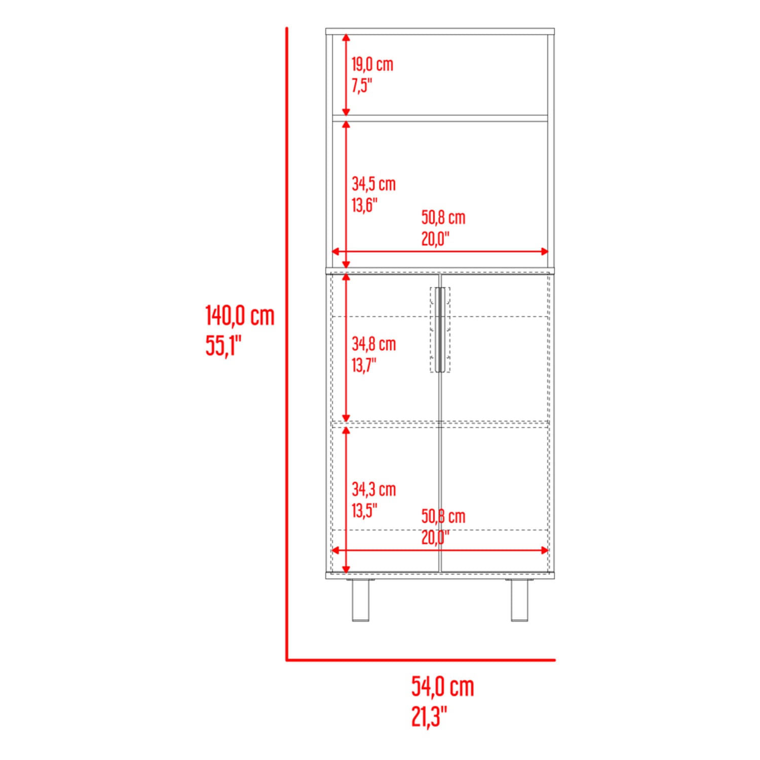 Alacena Oshawa 140X54X35 Rta Blanco Zf