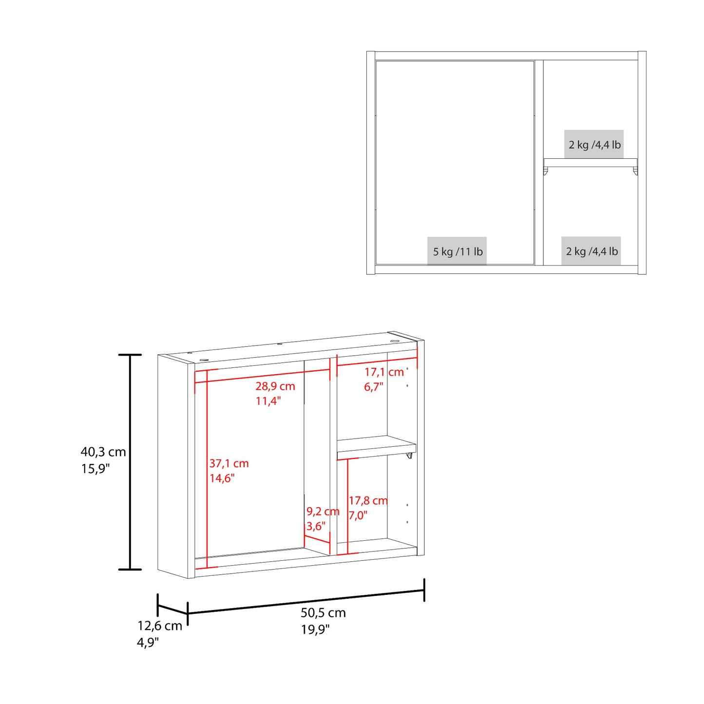 Gabinete De Baño Alessi 40X50X12 Rta Wengue Zf