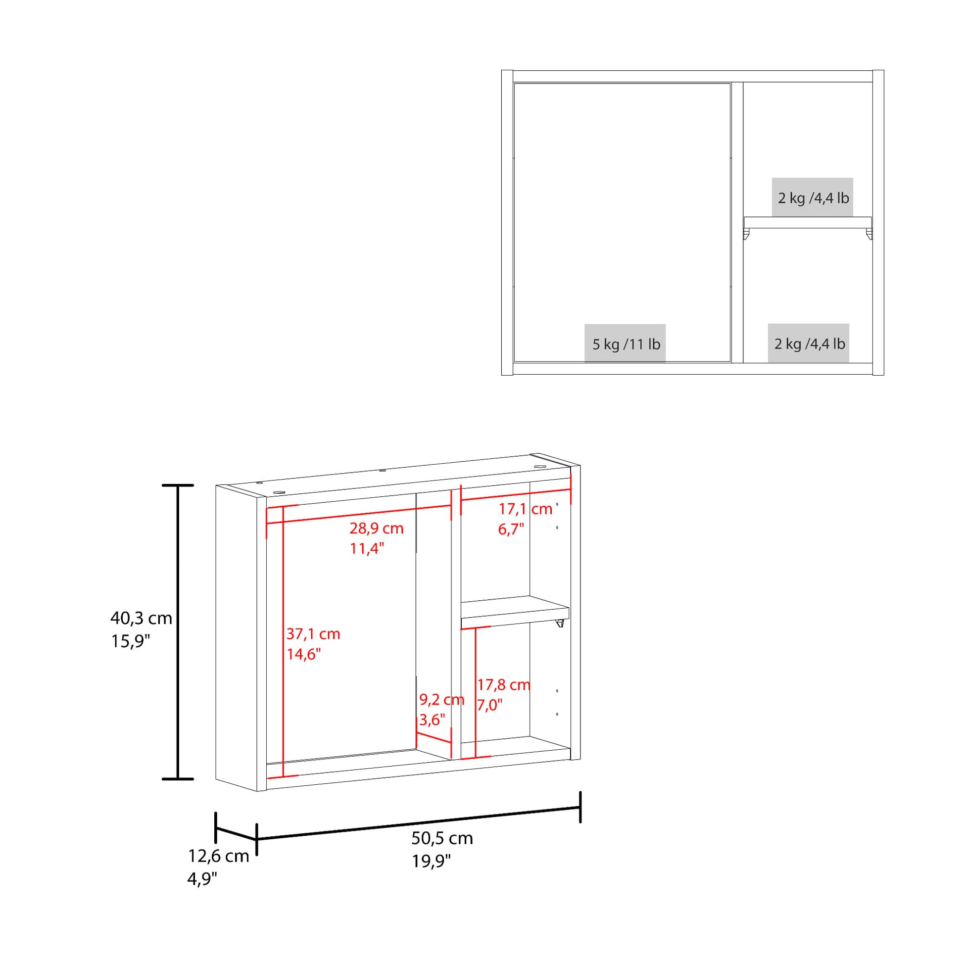 Gabinete De Baño Alessi 40X50X12 Rta Wengue Zf