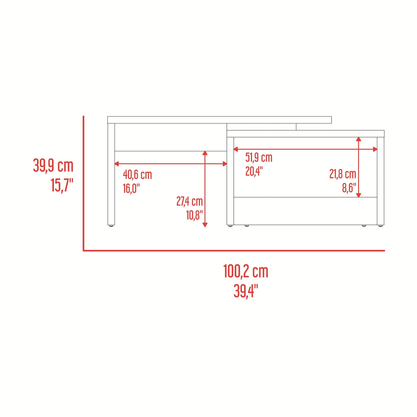 Mesa De Centro Kaia 40X100X45 Rta Wengue Mamba