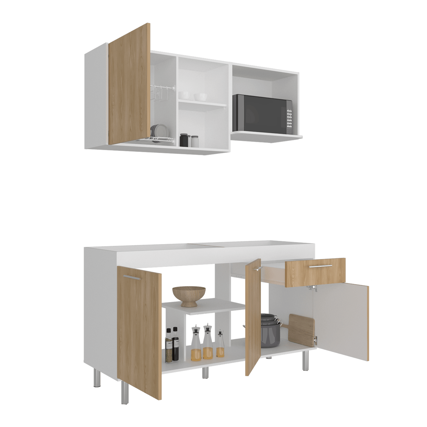 Cocina 150 Sedona 60X150X40 Rta Blanco Mqz Fresno Eu