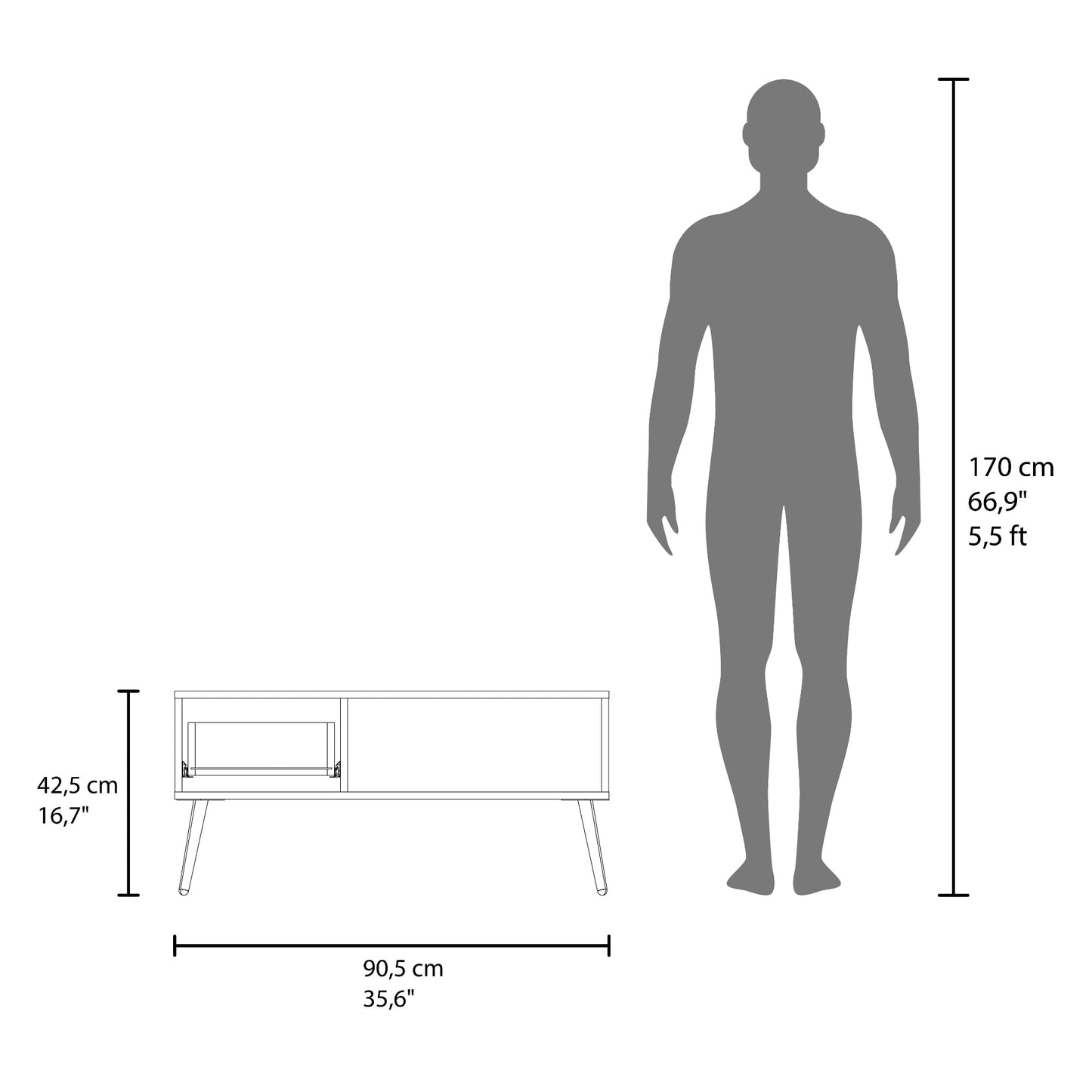 Mesa De Centro Wenden 42X90X39 Rta Kronos Blanco  Zf