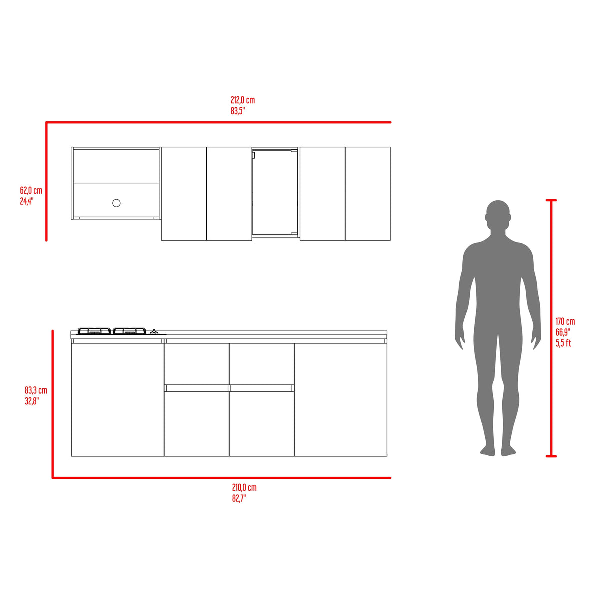 Cocina Amantia Derecha 208X212X52 Rta Fresno Eu