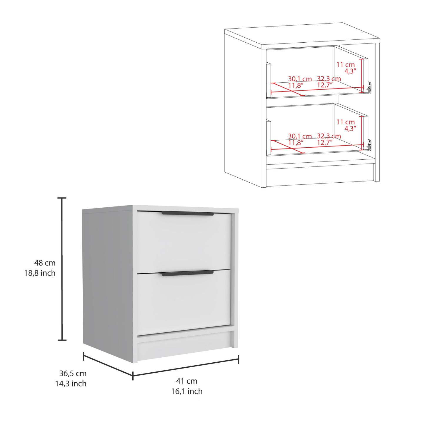 Mesa De Noche Kaia 48X41X36 Rta Blanco Mqz Zf