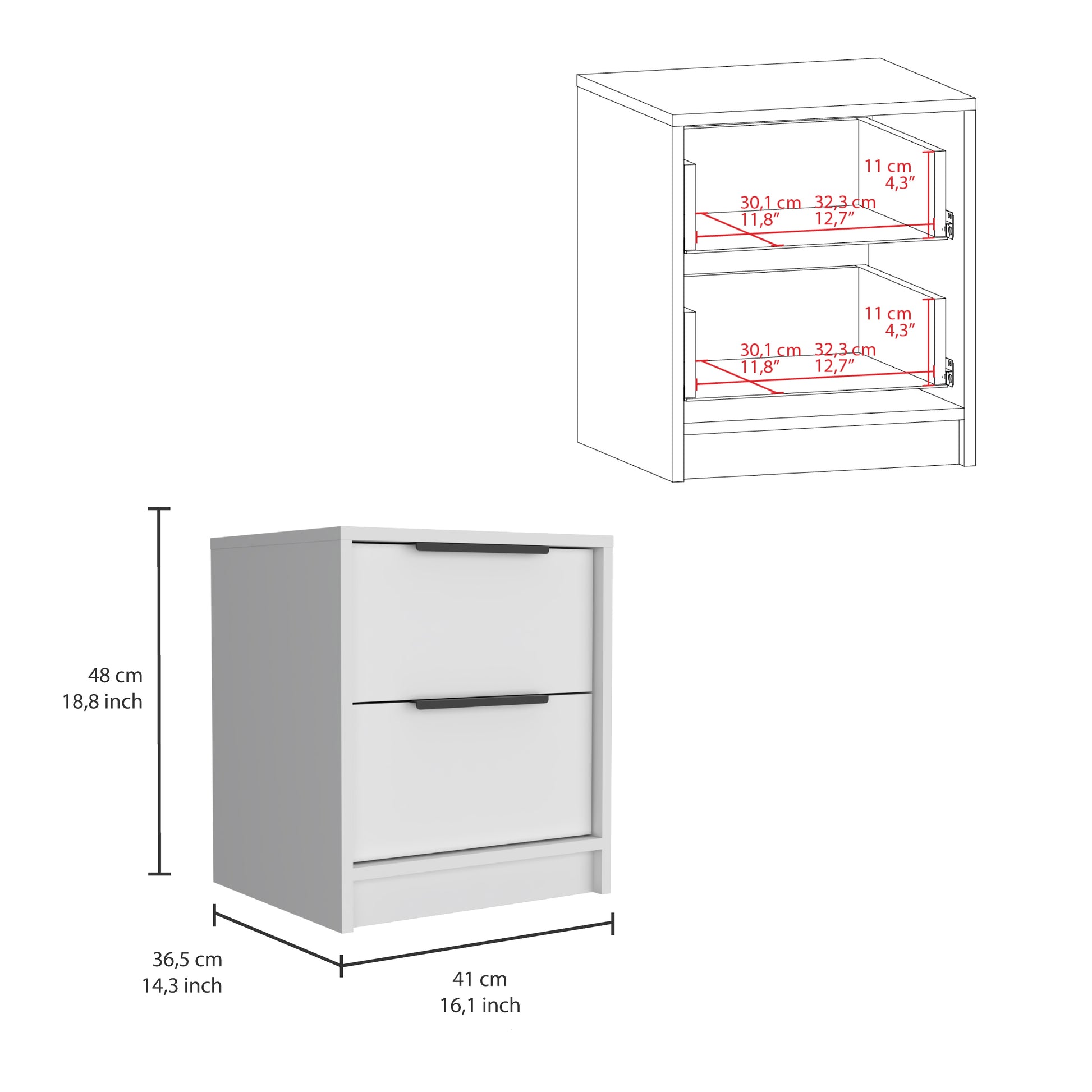 Mesa De Noche Kaia 48X41X36 Rta Blanco Mqz Zf