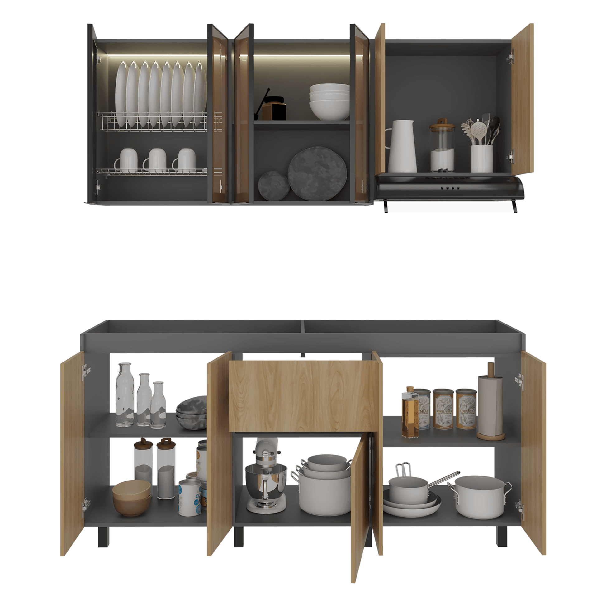 Cocina 180 Lioni 70X180X34 Rta Plomo Fresno Eu