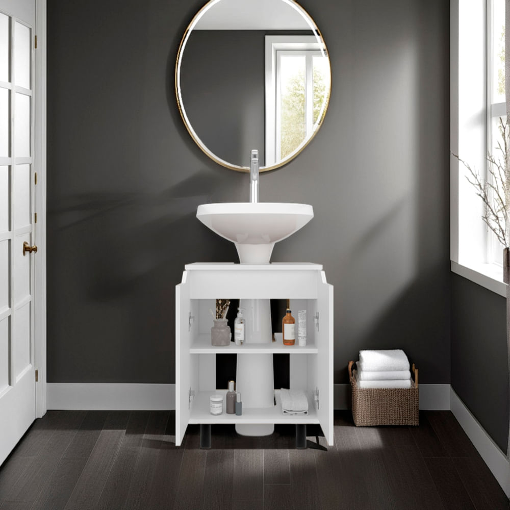 Mueble Lavamos De Pedestal Marlo 63X55X41 Rta Blanco Zf