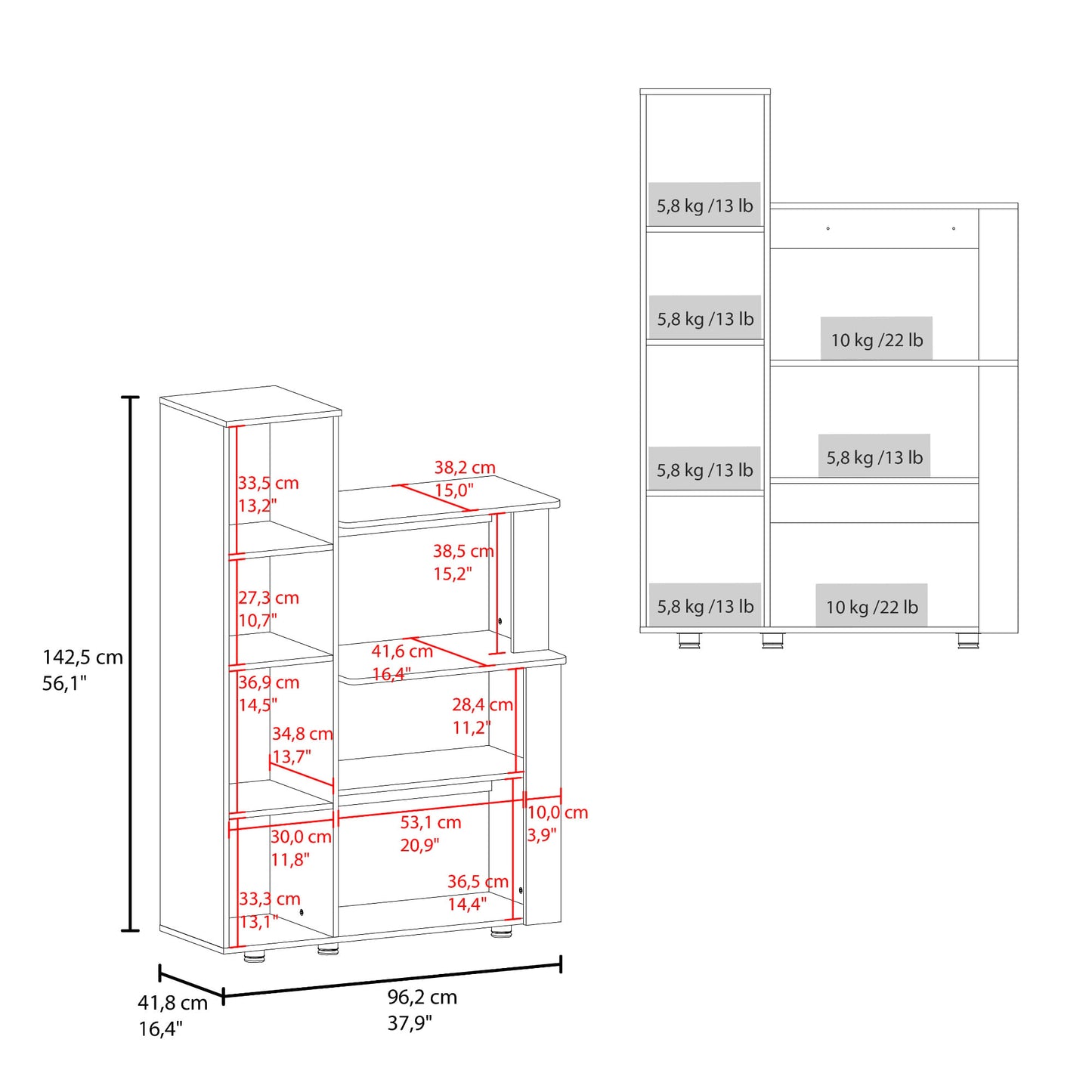 Alacena Aldan 142X96X41 Rta Blanco Zf
