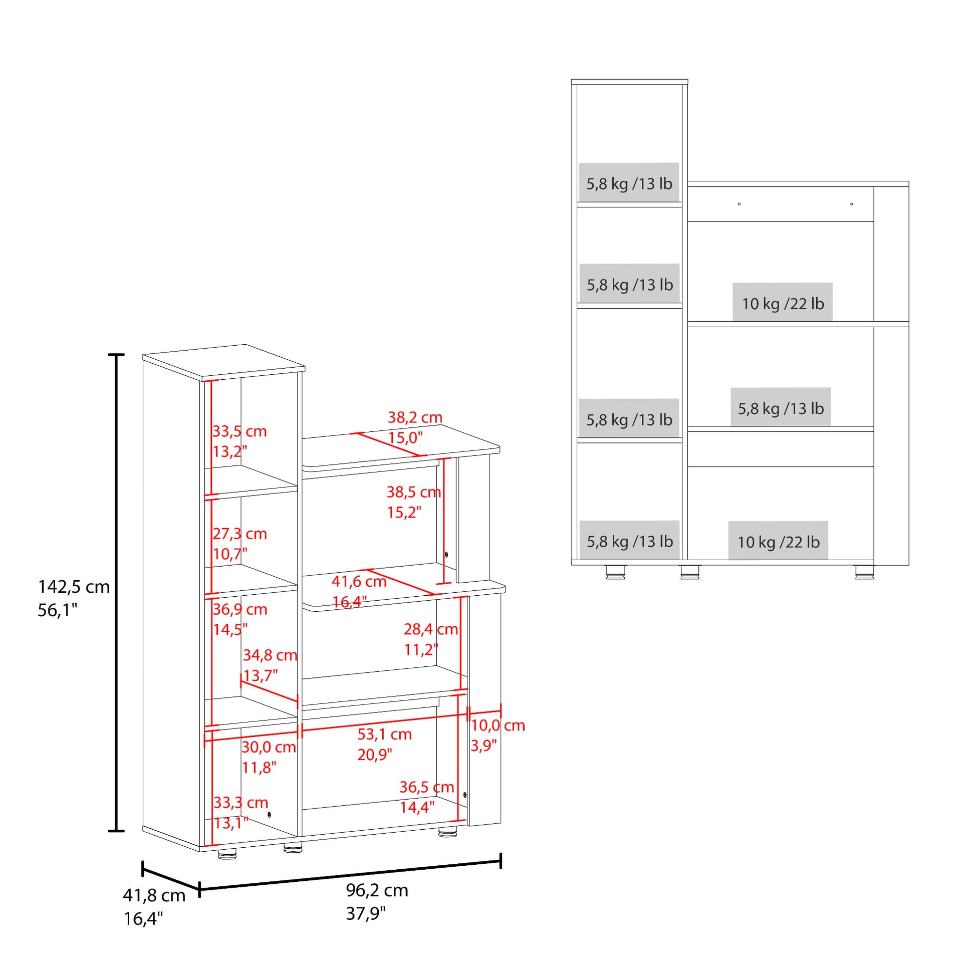 Alacena Aldan 142X96X41 Rta Blanco Zf
