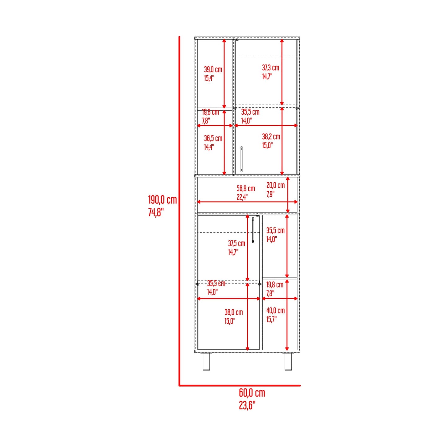 Mueble Alto Bryce 190X60X39 Rta Blanco Fresno