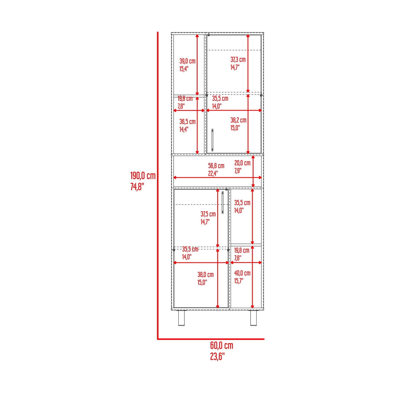 Mueble Alto Bryce 190X60X39 Rta Blanco Fresno