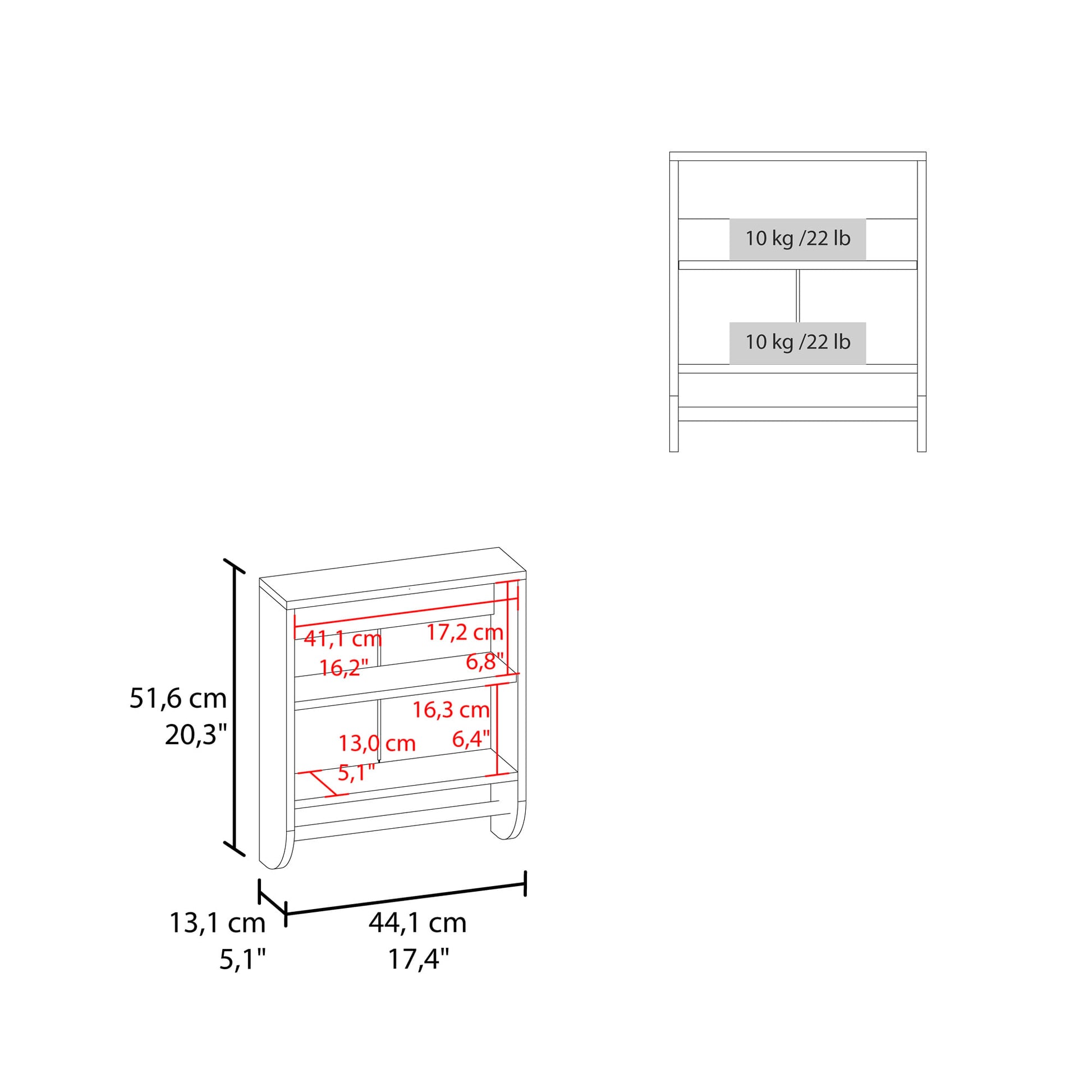 Gabinete Organizador Baño Colgador 50X45X14 Rta Blanco Zf