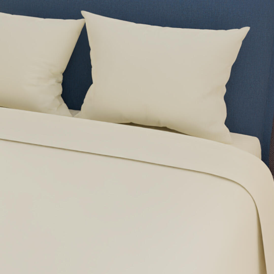 Juego De Sabanas Unicolor 180 Hilos  Elegant Crema