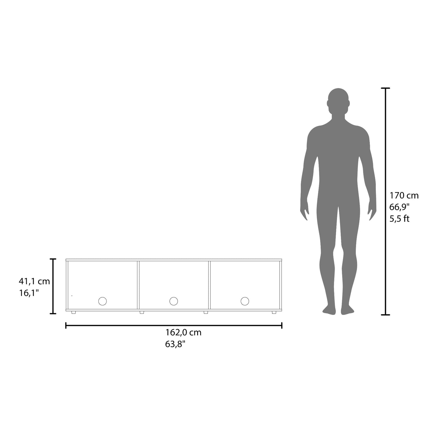 Rack De Tv 65" Dorne 41X162X35 Rta Fresno Blanco Zf
