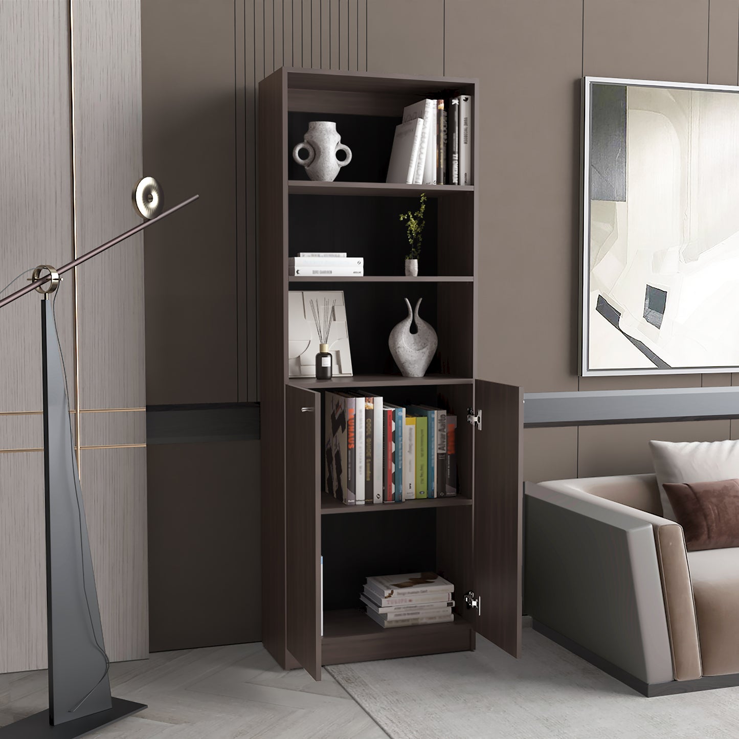 Estante Home E4 2P 180X62X31 Rta Nogal Europeo Zf