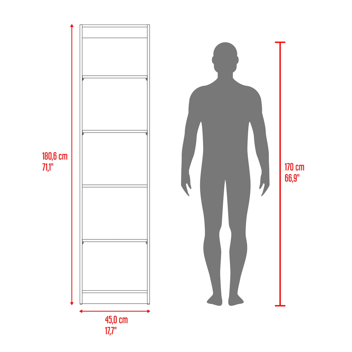 Estante Home E2 5 Espacios 180 X 45 Rta Macadamia Blanco N/A