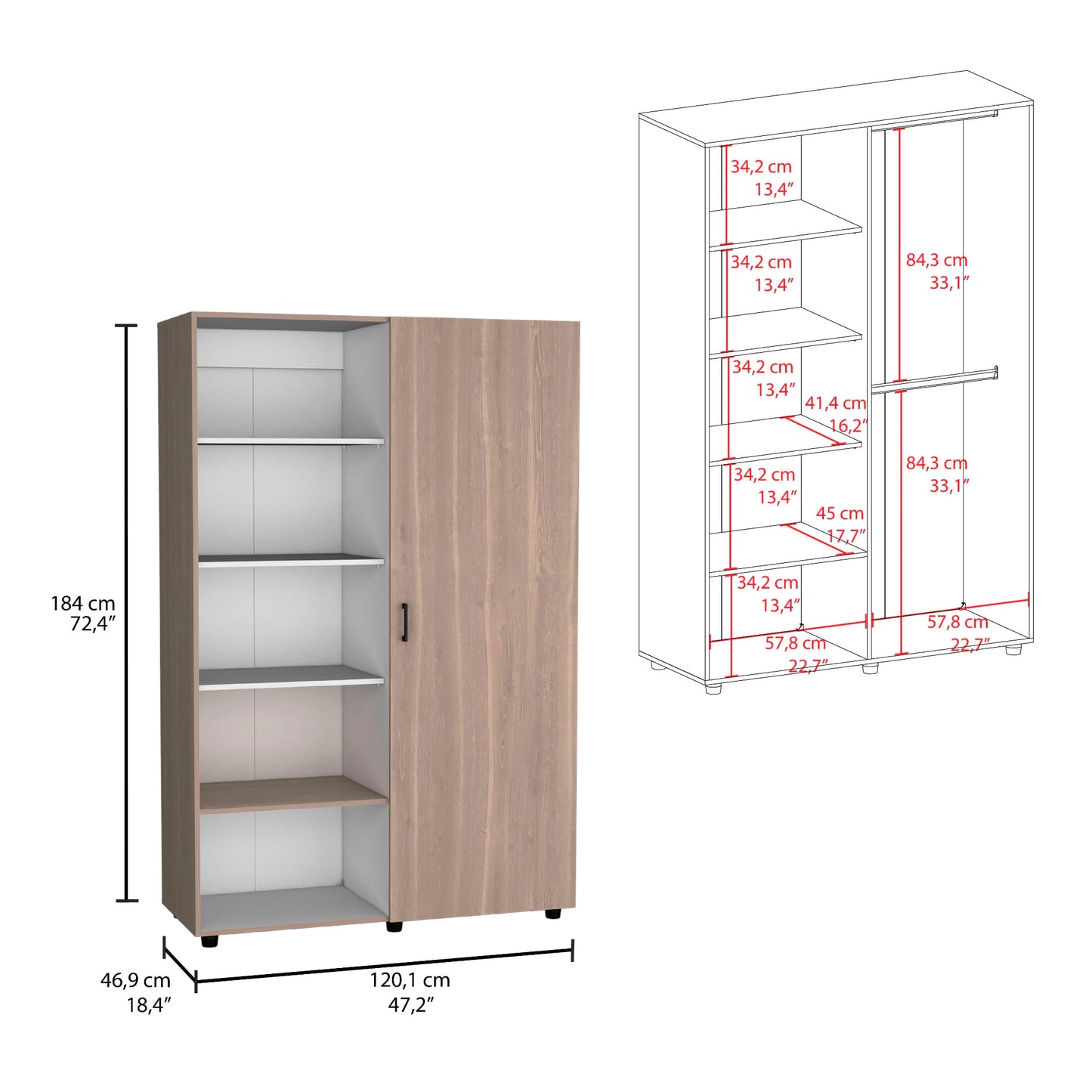Closet Eco 184X120X46 Rta Bardolino Blanco Mqz