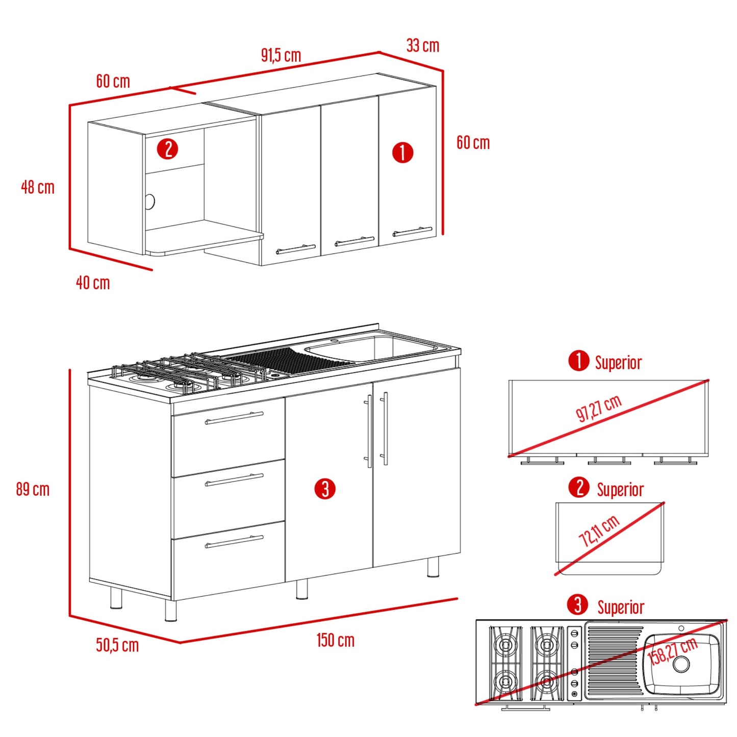 Cocina 150 Rubi Mzn Der Rta Blanco Bellota