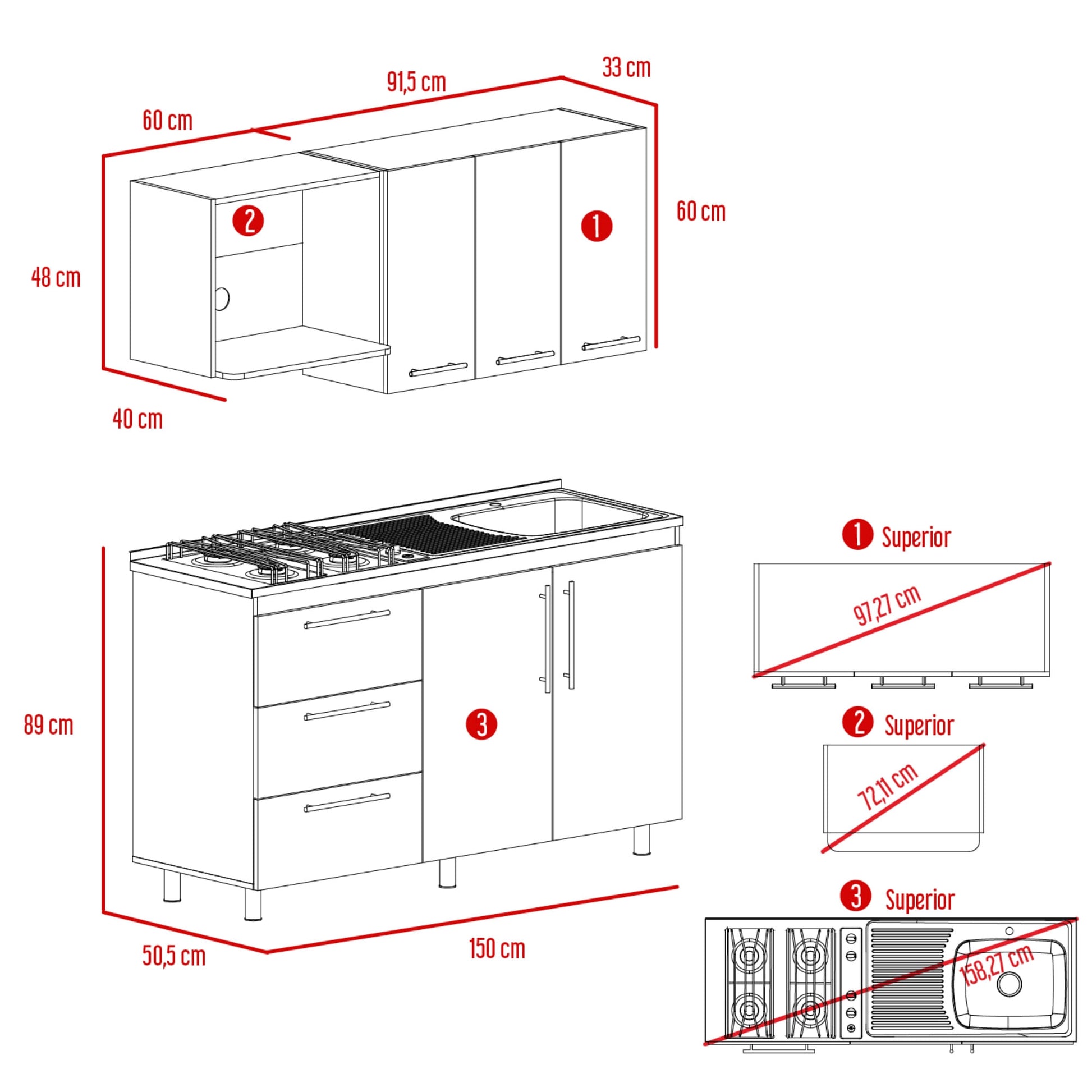 Cocina 150 Rubi Mzn Der Rta Blanco Bellota