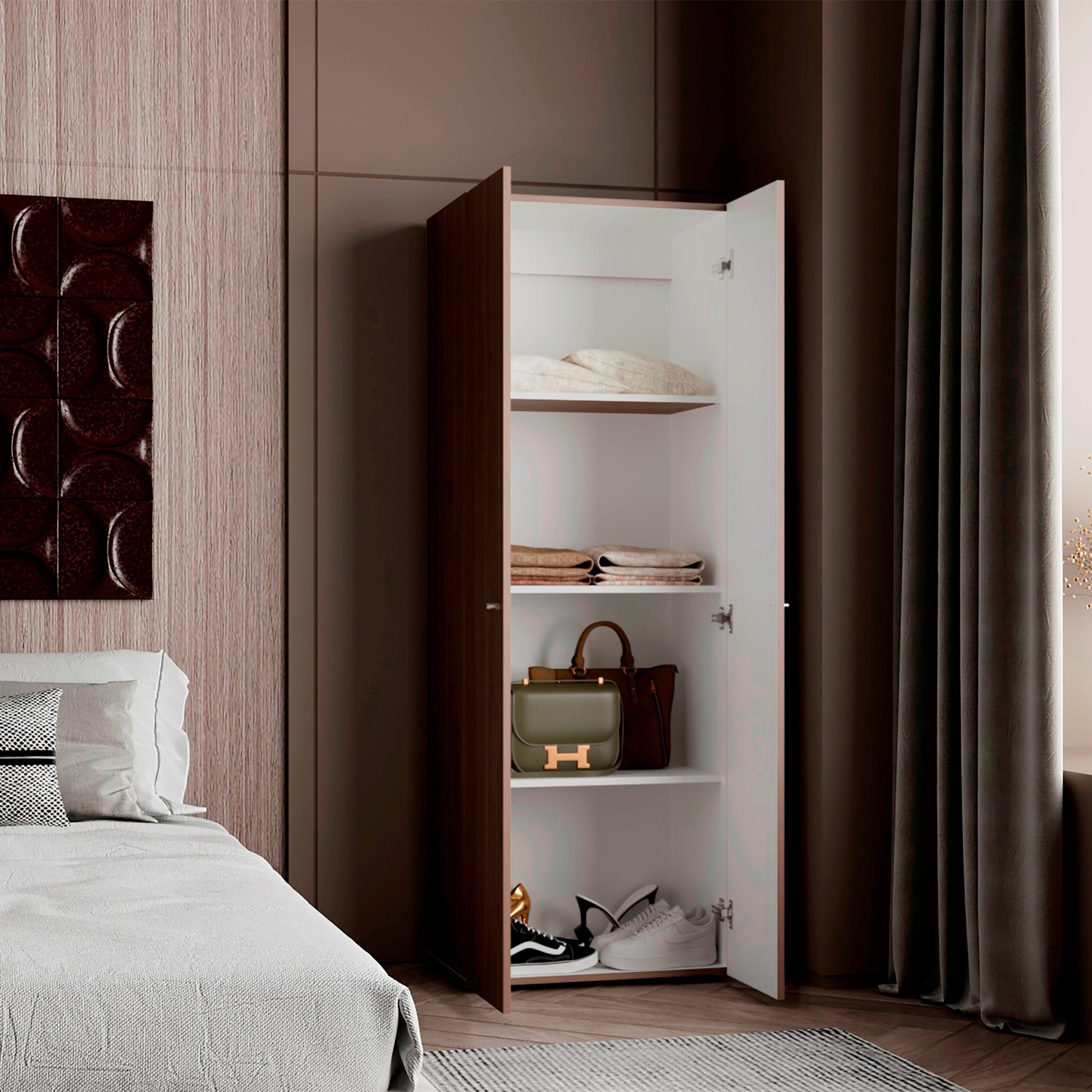 Closet 2 Puertas Tuhogar  170X60X40 Rta Bardolino Blanco