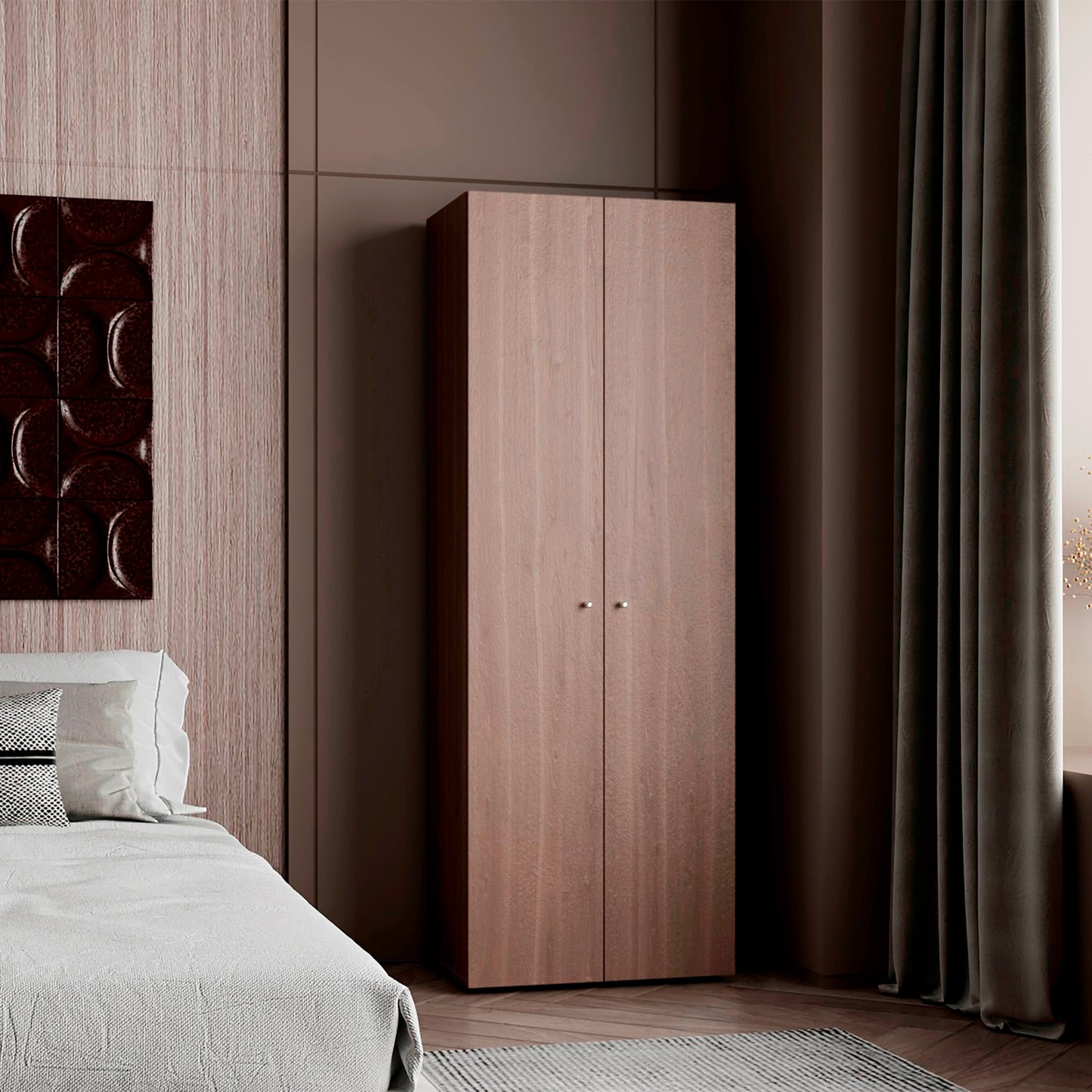 Closet 2 Puertas Tuhogar  170X60X40 Rta Bardolino Blanco