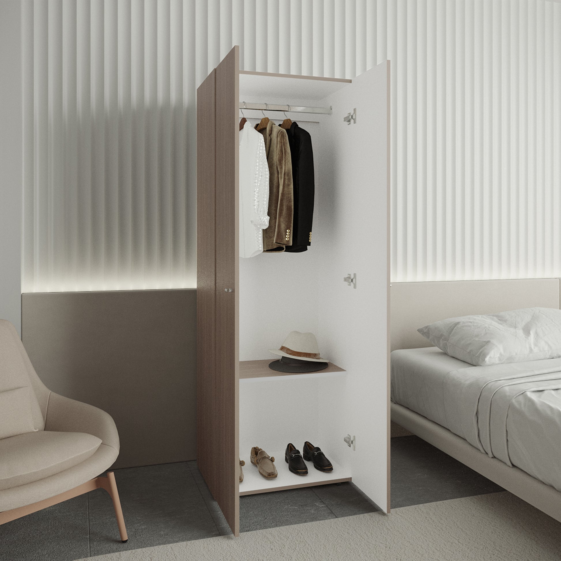 Closet 2 Puertas E1 Tuhogar 170X60X40 Rta Bardolino Blanco