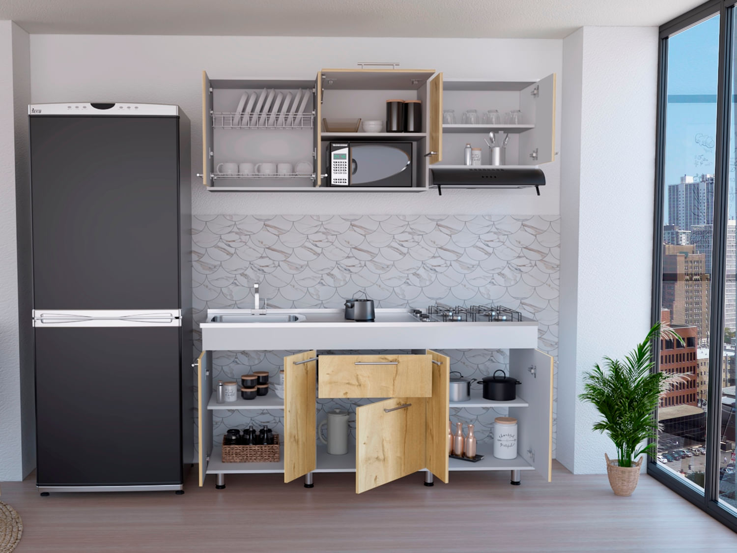 Cocina 180 Union Meson Izq Duna Blanco Rta