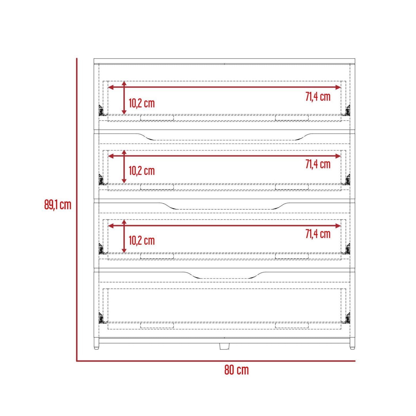 Comoda Z 80 Bicolor 4C 89 X 80 Rta Blanco Duna