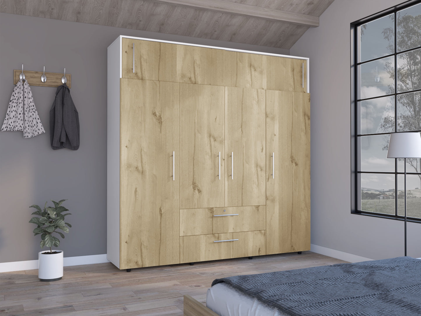 Armario Luque 200 X 204 X 50 Rta Blanco Duna