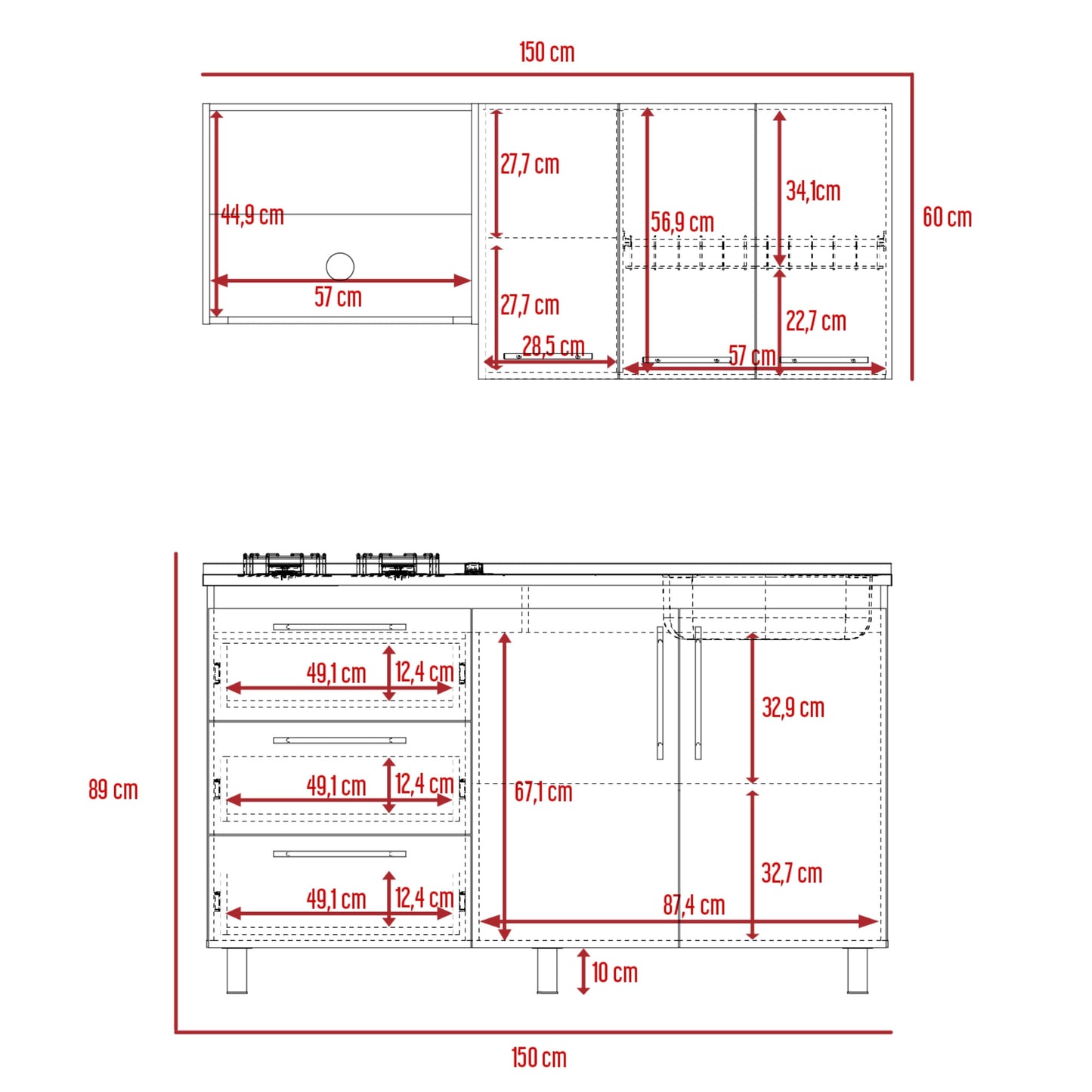 Cocina 150 Rubi Mzn Der Rta Blanco Duna