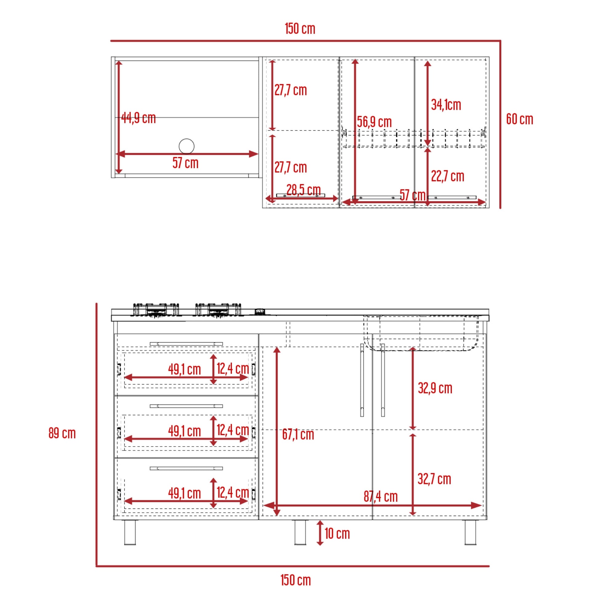 Cocina 150 Rubi Mzn Der Rta Blanco Duna