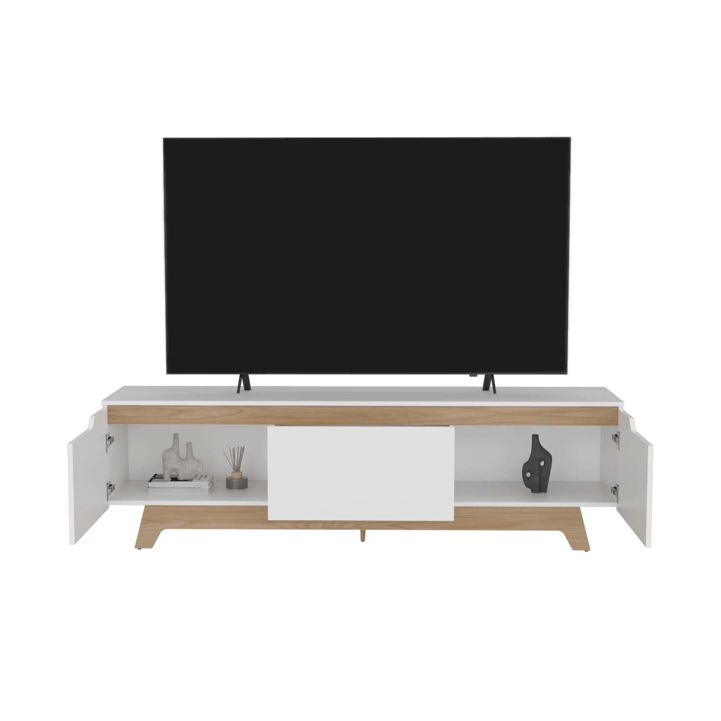 Centro De Entretenimiento Woodall Tv 80'' 53X180X45 Rta Blanco Fresno